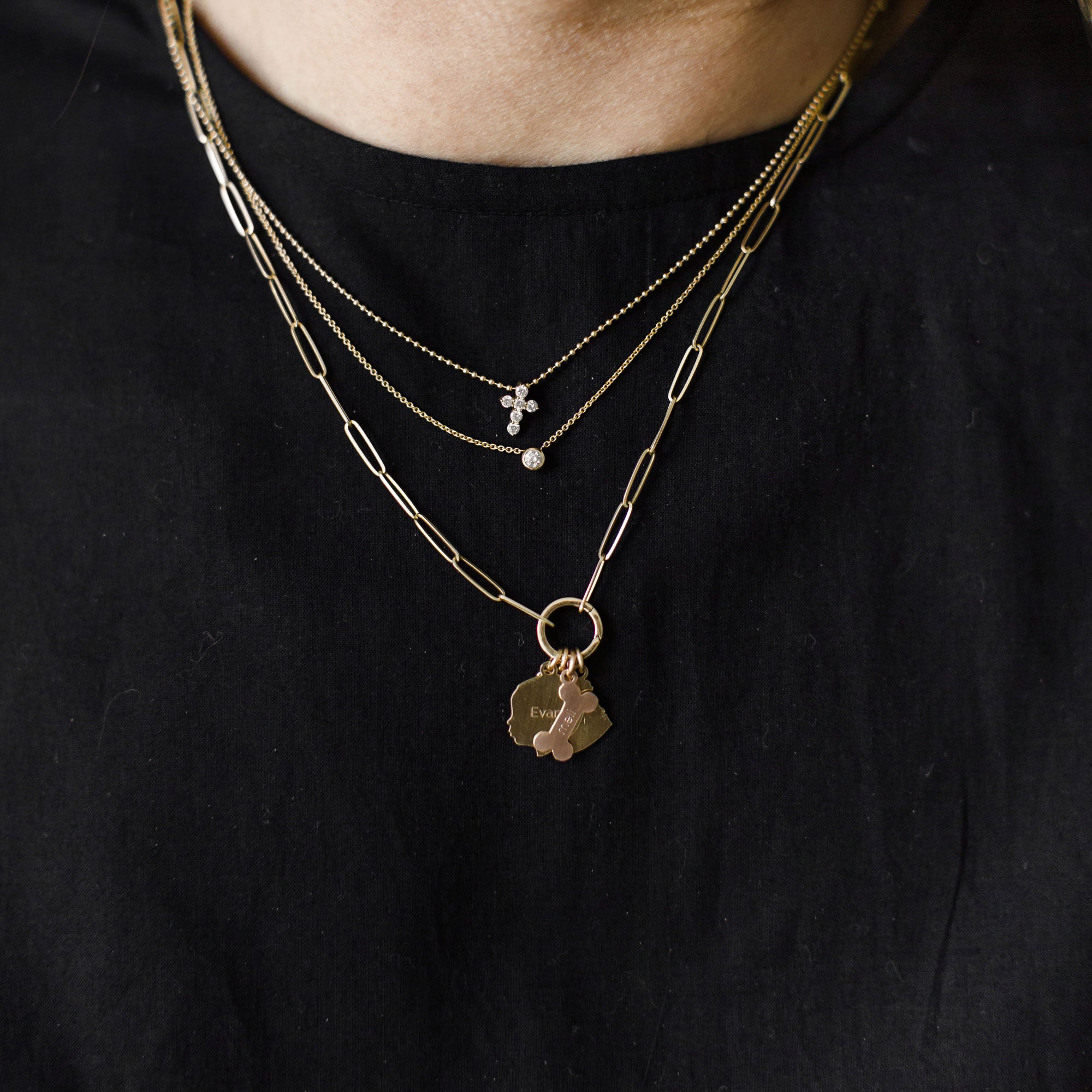 Gold Fancy Chain Charm Necklace – SASKIA